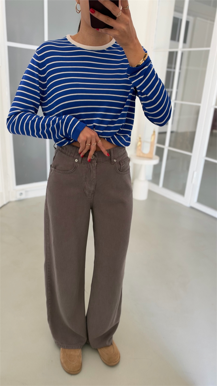 Gri Beli Lastikli Geniş Paça Jean GAUS-01876 GAUS-02035