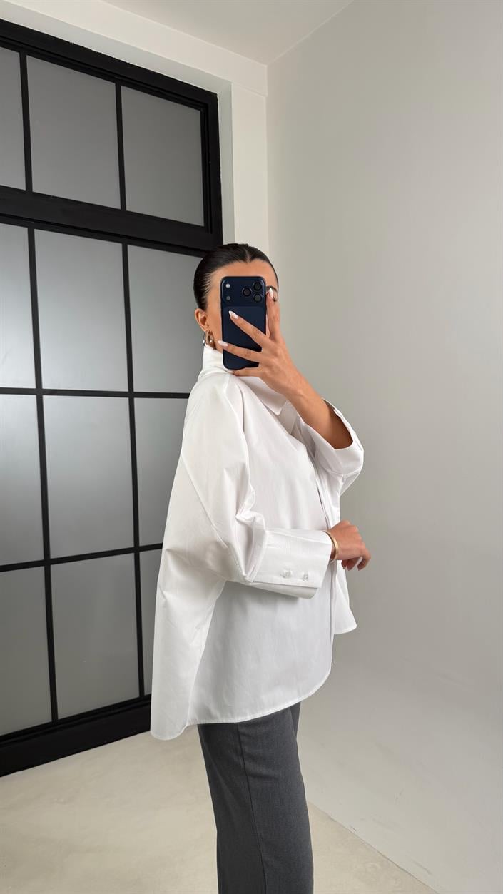 Beyaz Yarasa Kol Poplin Gömlek GAUS-00545