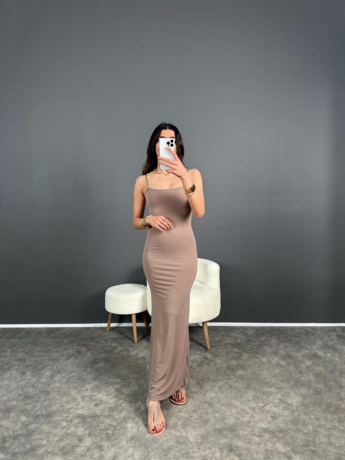 Anilia Vizon İp Askılı Maxi Uzun Elbise