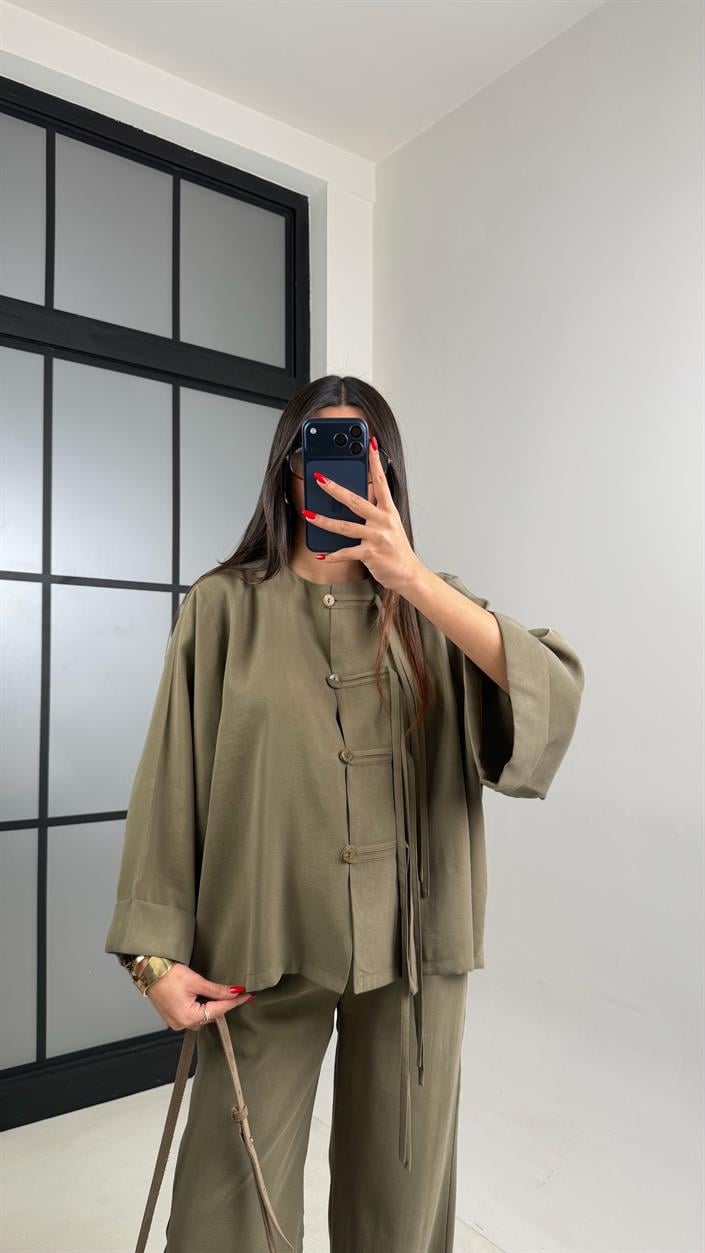 Haki Püsküllü Muadil Modal Takım GAUS-00998