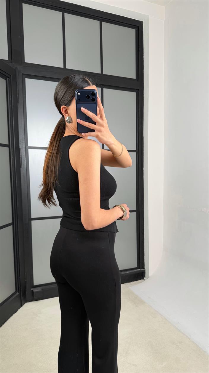 Siyah Örgü Kemerli Pantolon GAUS-01361