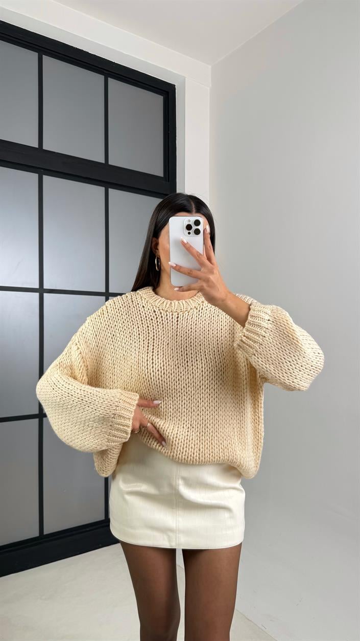 Krem Örgü Kazak GAUS-00129