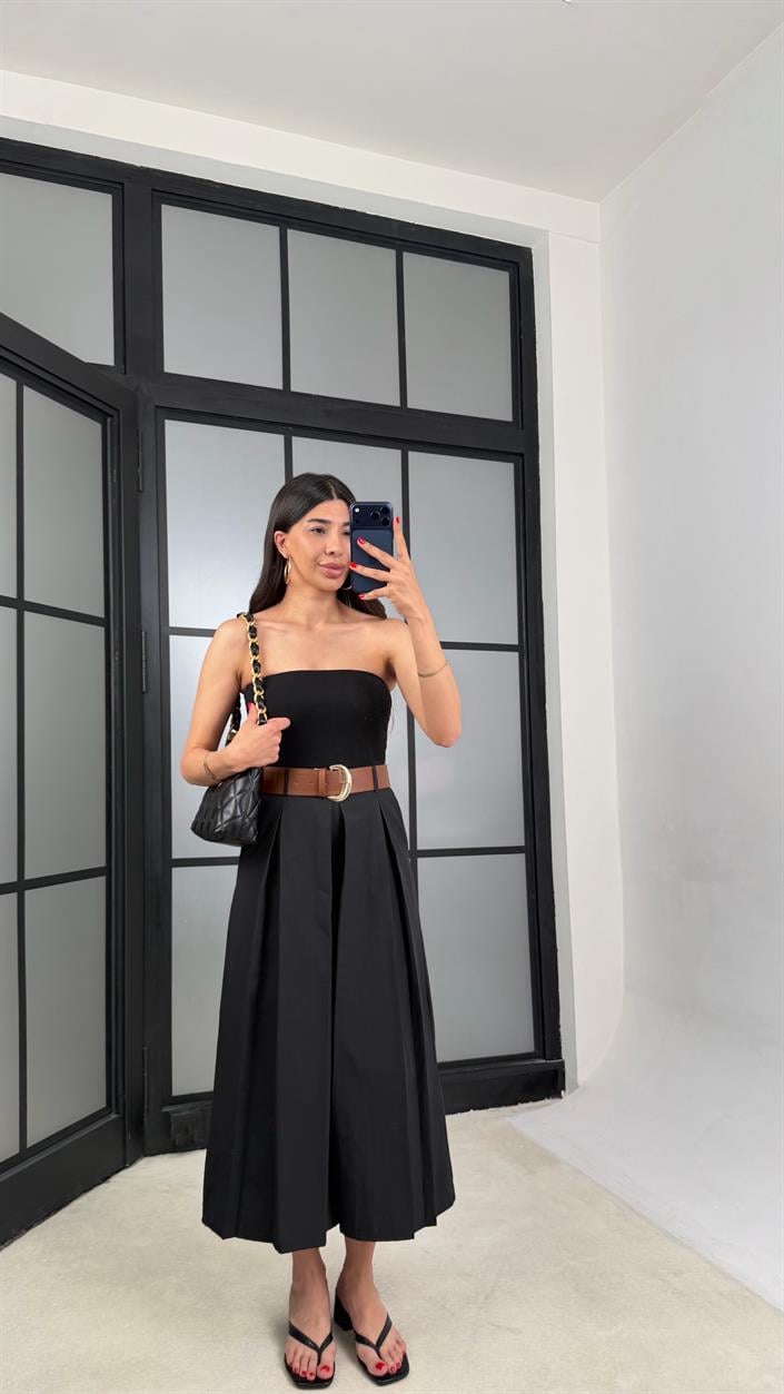 Siyah Kemerli Etek Pantolon GAUS-01571