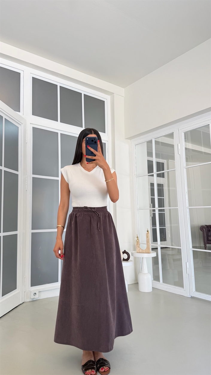Kahve MD Muadil Tencel Etek GAUS-01847