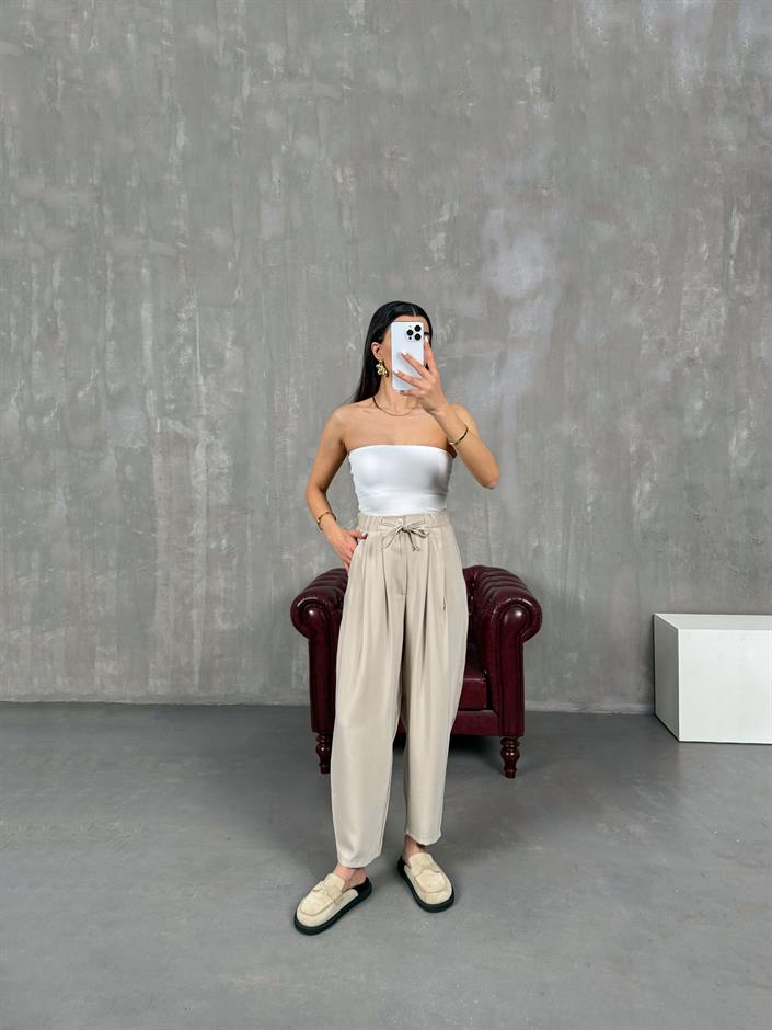 Vetra Taş Önden Bağlama Detaylı Havuç Model Şalvar Pantolon