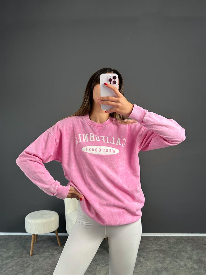California Pembe Eskitme Sweatshirt