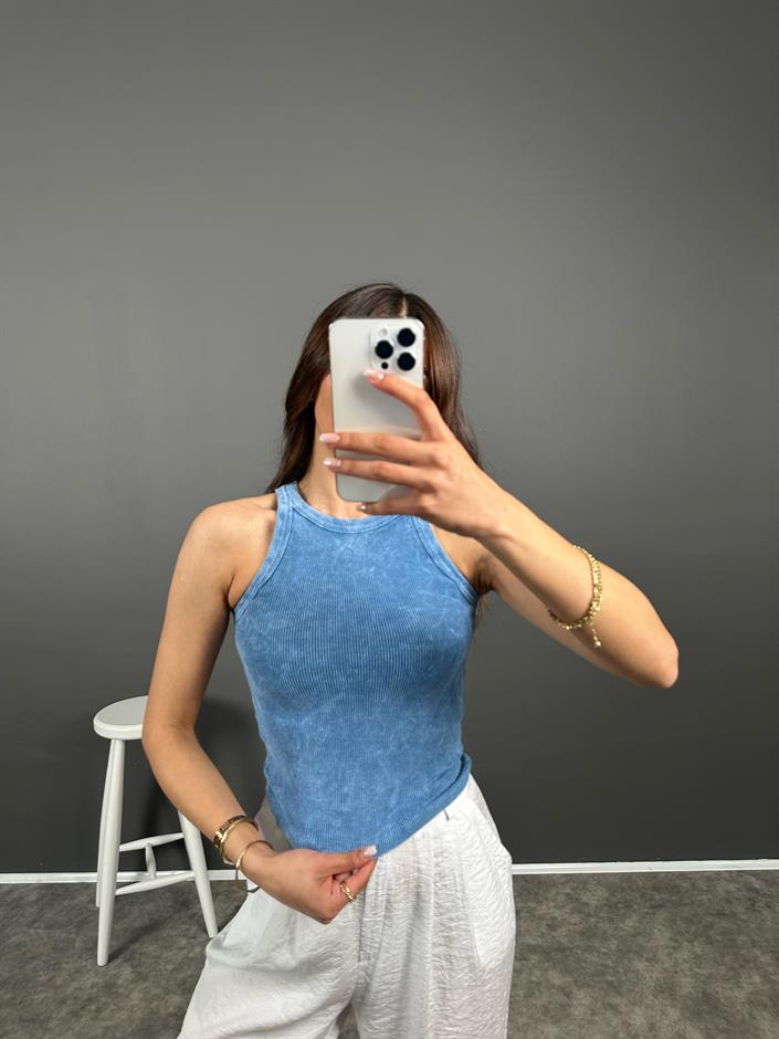 Mavi Eskitme Halter Atlet