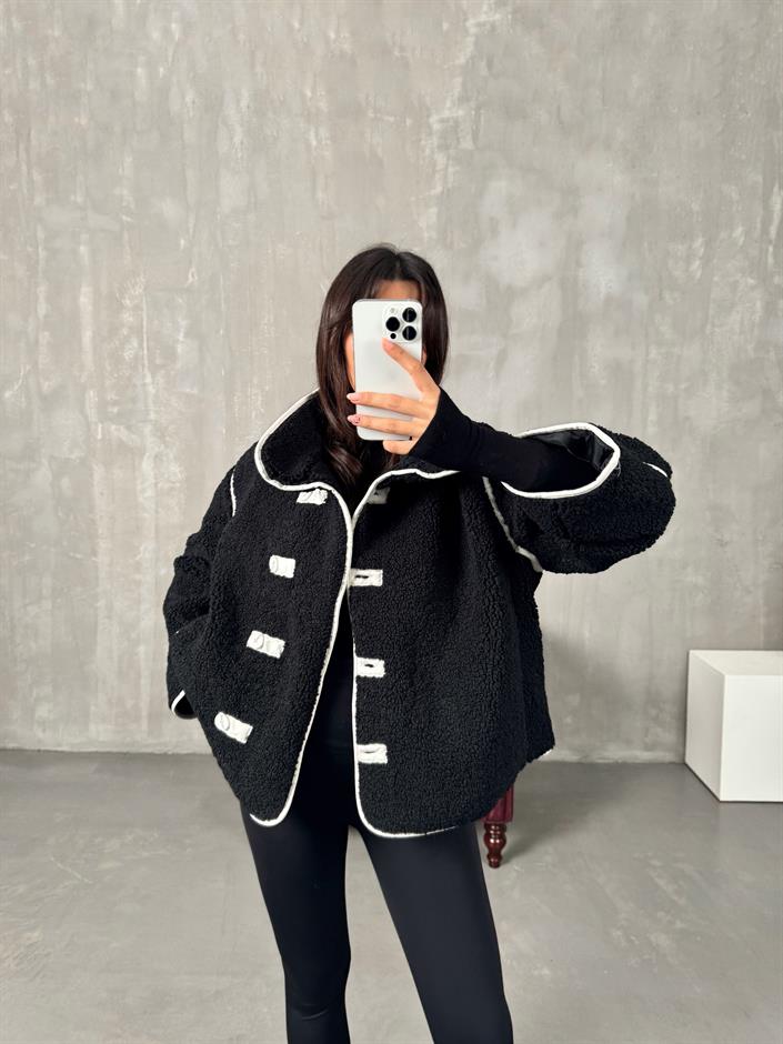 Hines Siyah Astarlı Peluş Mont