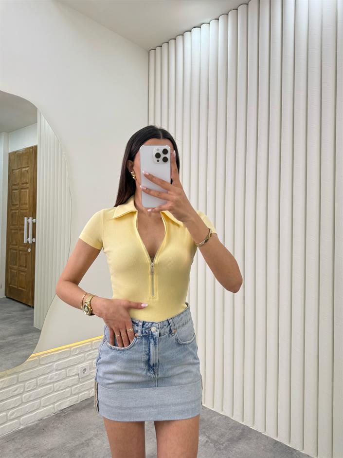 Sarı Önü Fermuarlı Tshirt Gaus00330