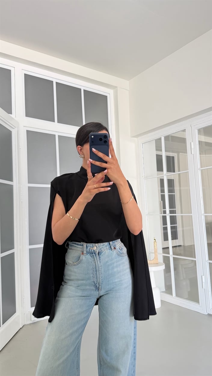 Siyah Muadil Pelerin Bluz GAUS-01756