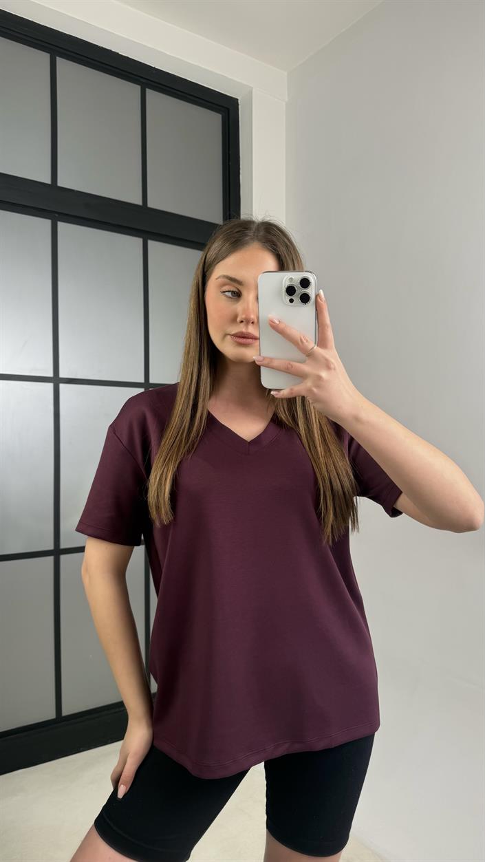 Mürdüm V Yaka Basic Tshirt GAUS-01131