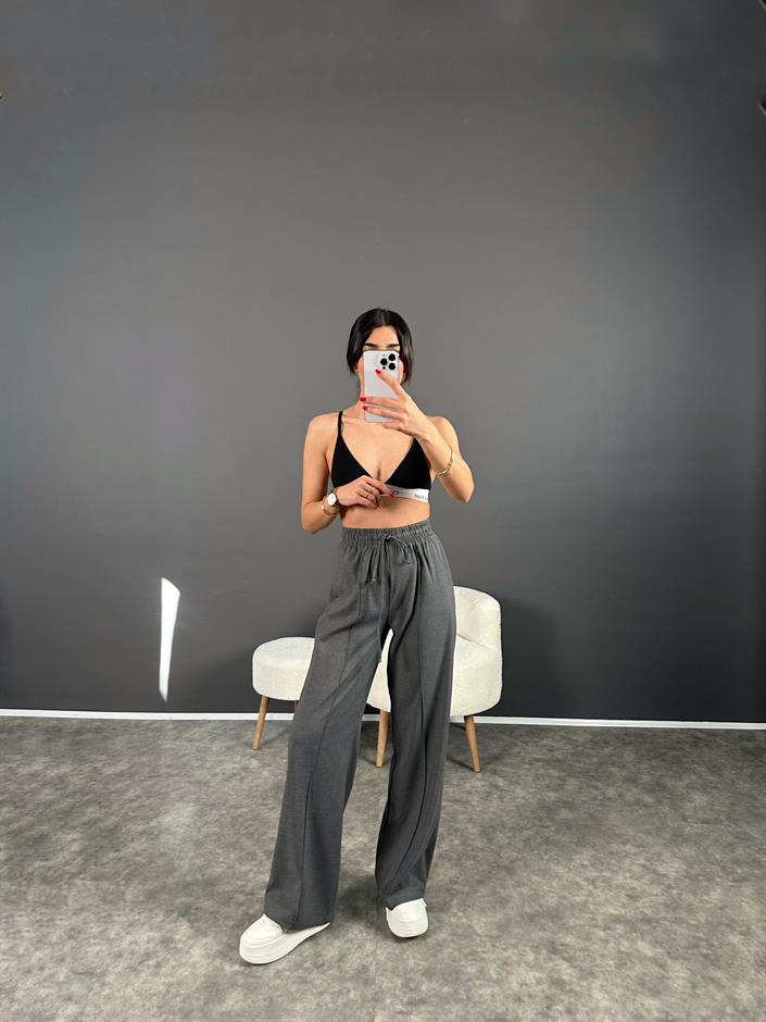 Olya Gri Beli Lastikli Pantolon