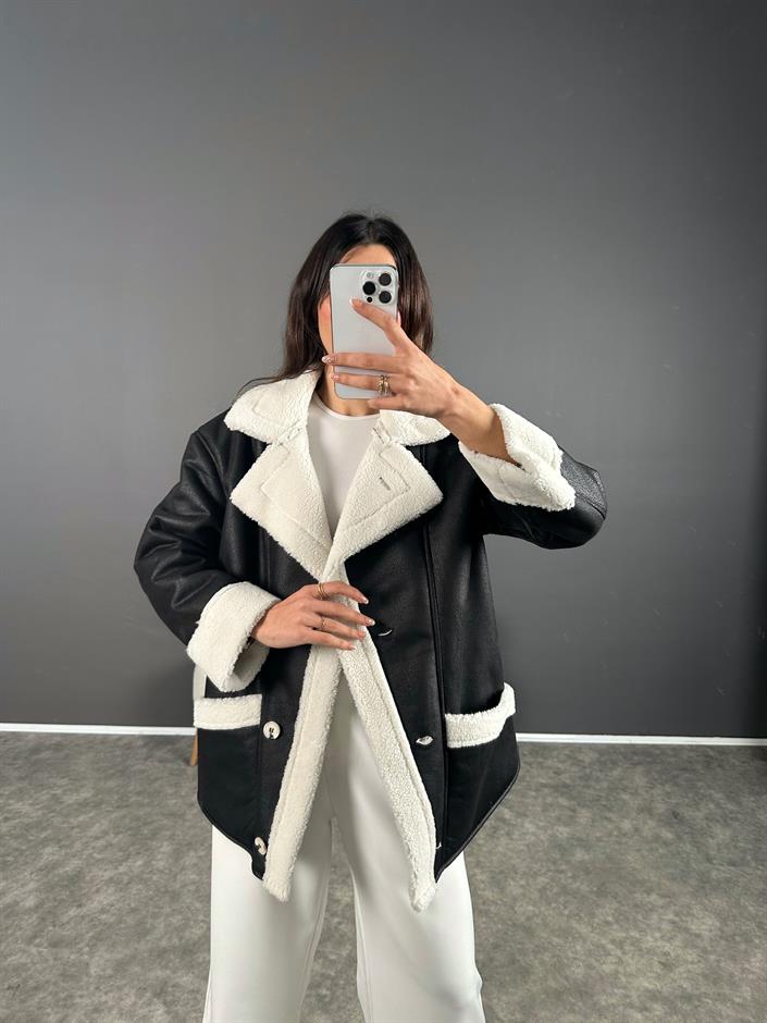 Royal Siyah İçi Kürklü Mont