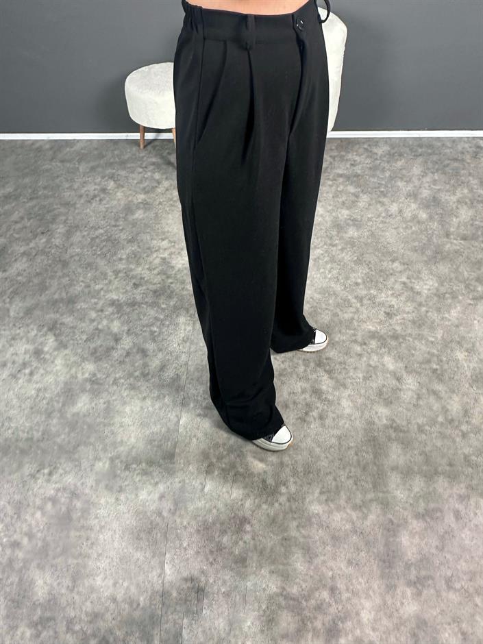 Bera Siyah Beli Lastikli Palazzo Pantolon 