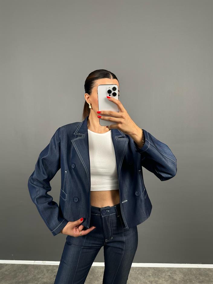 Jack Mavi Tensel Denim Ceket Pantolon Takım