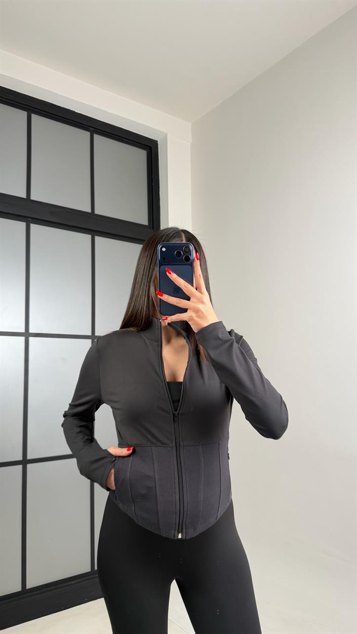 Siyah Korse Detaylı Muadil Hırka GAUS-00961