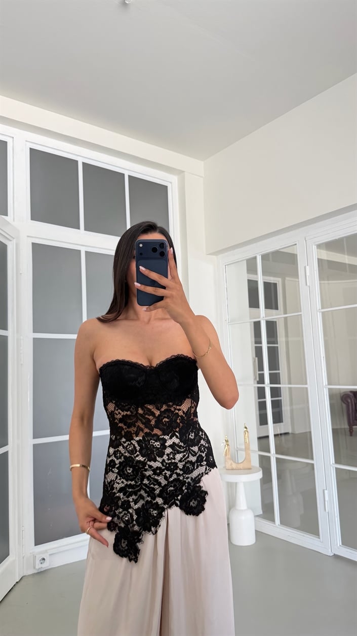 Siyah Dantel Detaylı Premium Korse GAUS-01810
