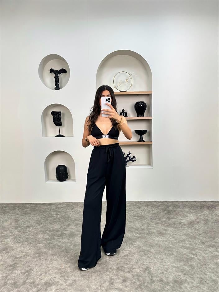 ZR Siyah Beli Lastikli Eşofman Altı