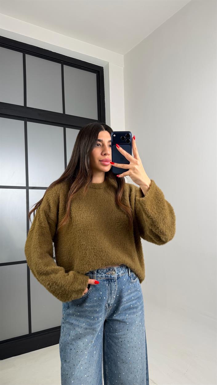 Yeşil Yumuşak Dokulu Triko Kazak GAUS-00967