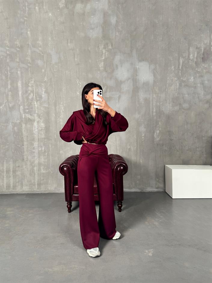 Galew Bordo Oys Modal Kumaş Takım