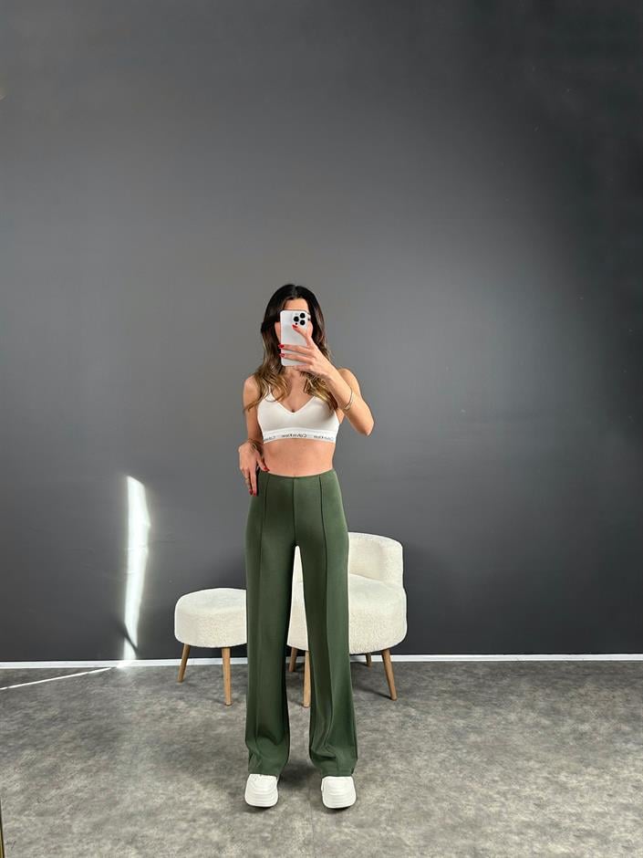 Haki Çımalı Modal Pantolon 