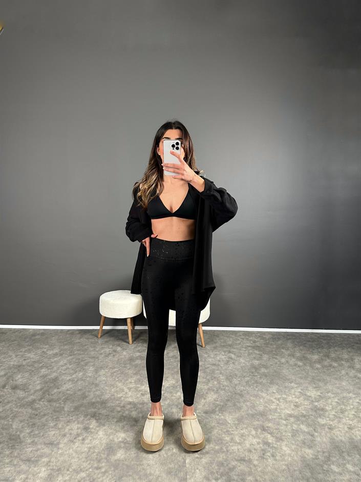 Siyah Yaldızlı Tayt