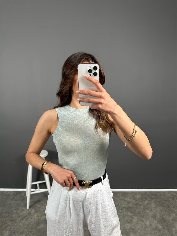 Açık Yeşil Simli Halter Atlet