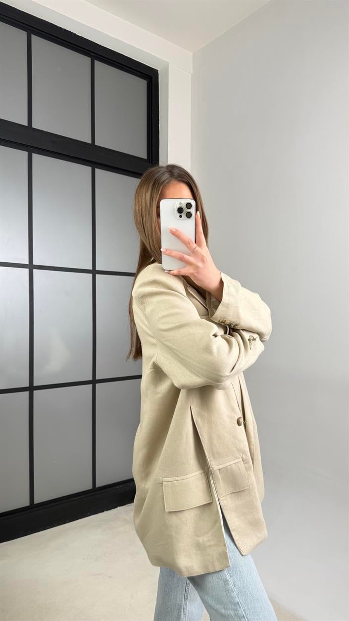Taş Keten Blazer Premium Ceket GAUS-01115