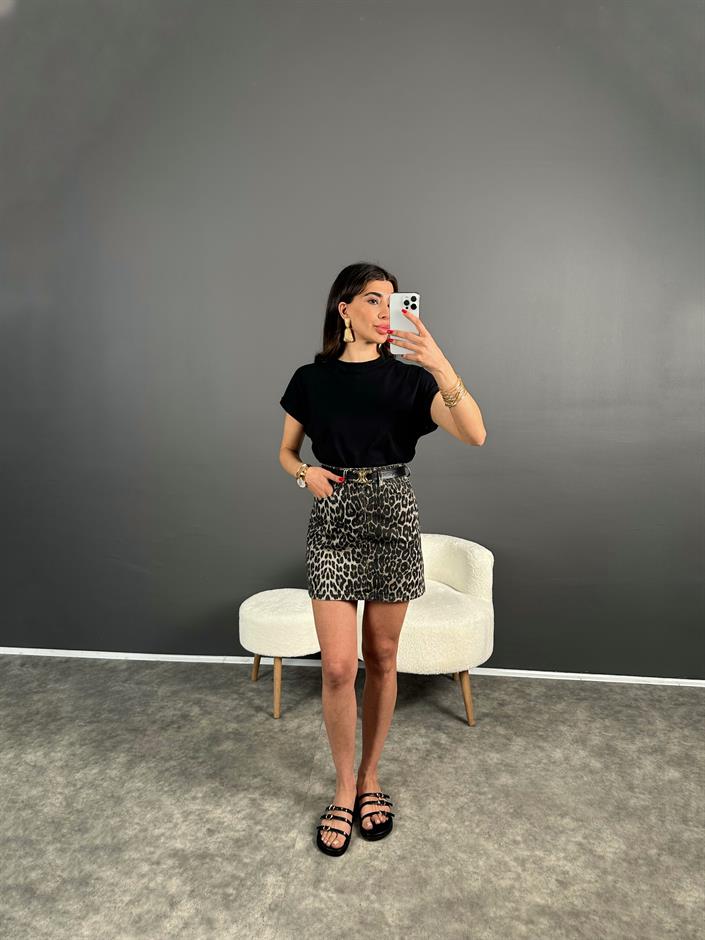 Leoparlı Mini Etek 