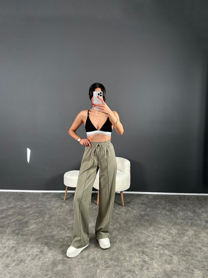 Olya Soft Haki Beli Lastikli Pantolon