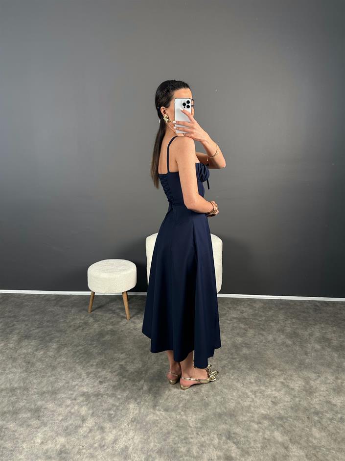 Lacivert Pinterest Viral Elbise 