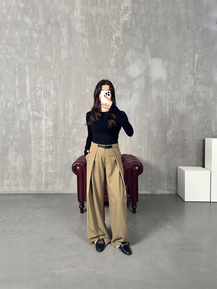 Piqu Haki ZR Muadil Kemerli Pantolon