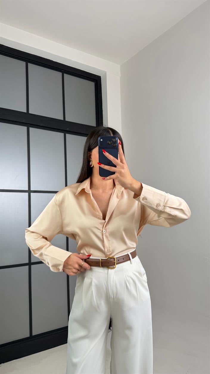 Bej Saten Gömlek GAUS-01054