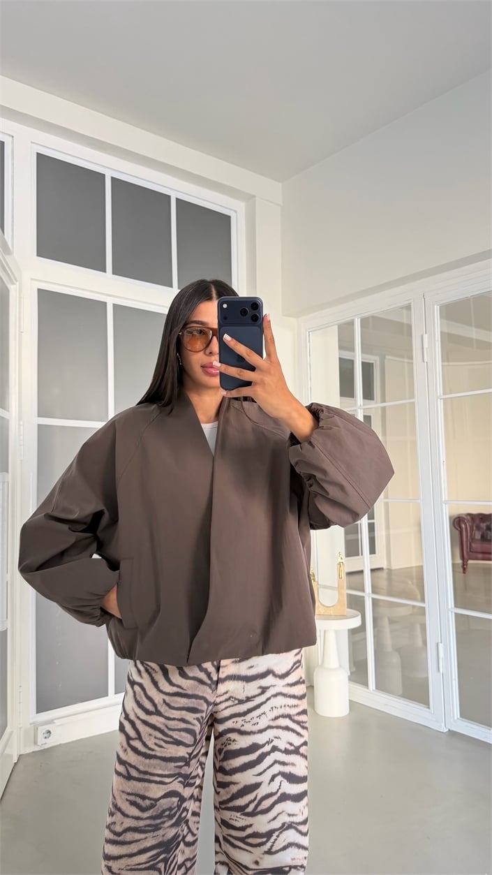 Kahve Kruvaze Astarlı Reglan Mont GAUS-01905