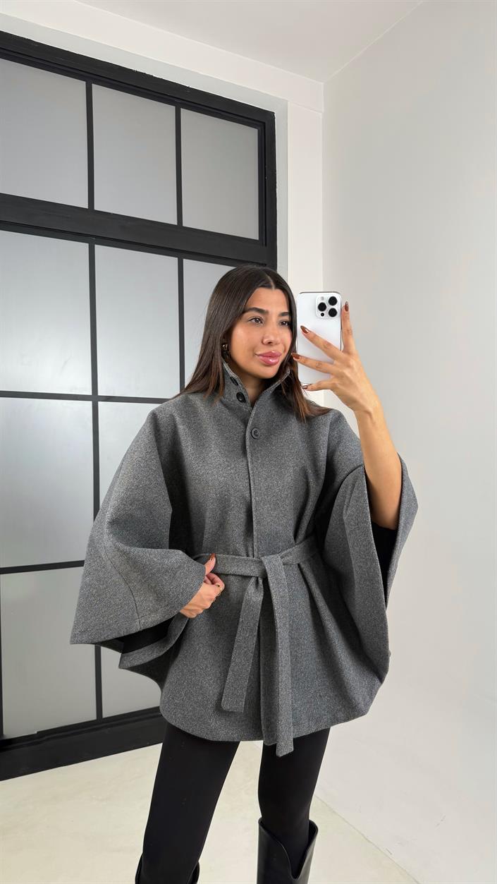 Antrasit Kuşaklı Premium Kaşe Panço GAUS-00443