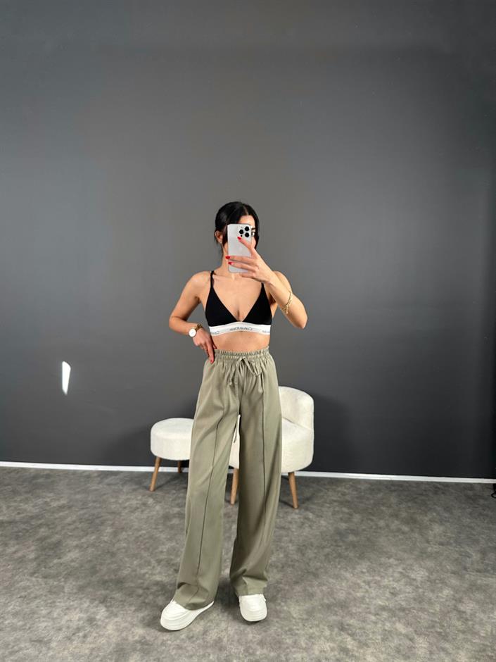 Olya Soft Haki Beli Lastikli Pantolon