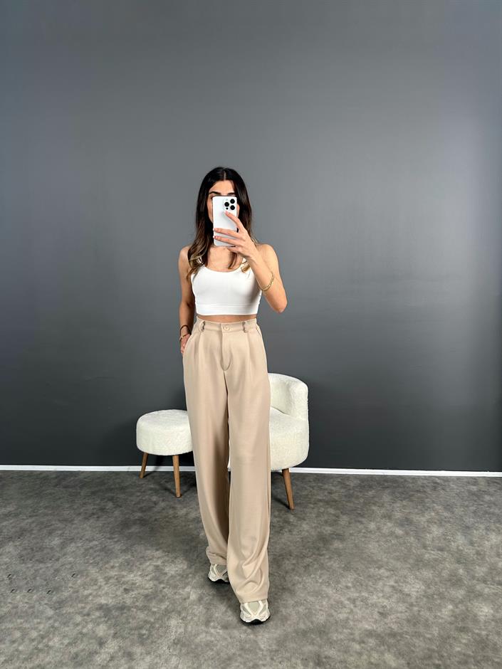 Bera Taş Beli Lastikli Palazzo Pantolon