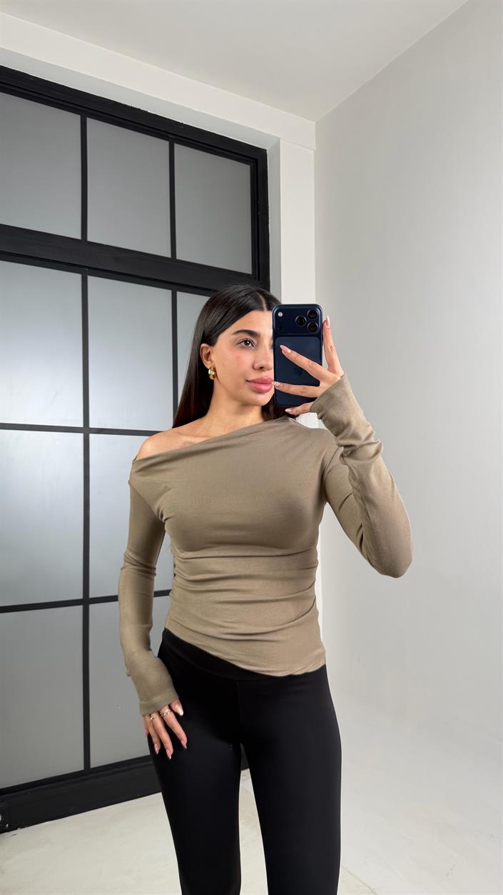 Vizon Kayık Yaka Örme Bluz GAUS-00872