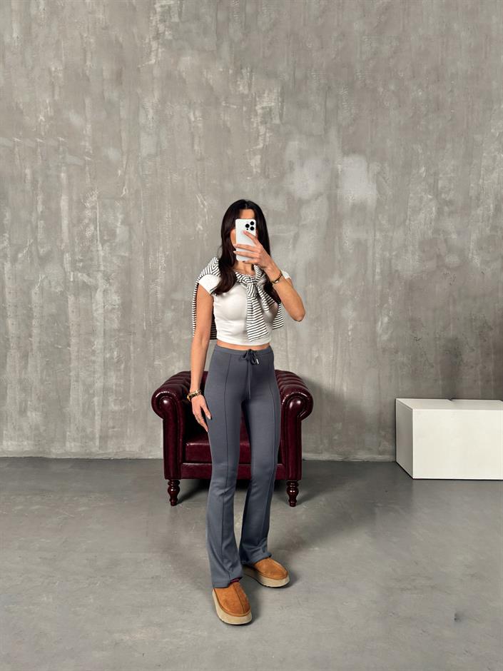 Lefko Antrasit ZR Model Çımalı İspanyol Paça Pantolon