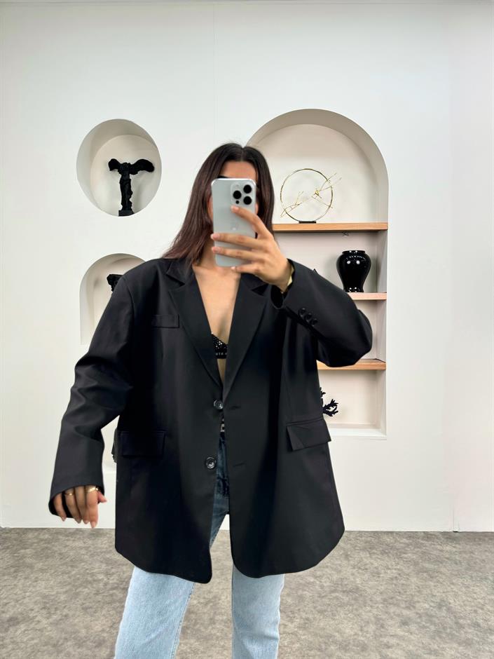 Pecho Siyah Astarlı Blazer Ceket