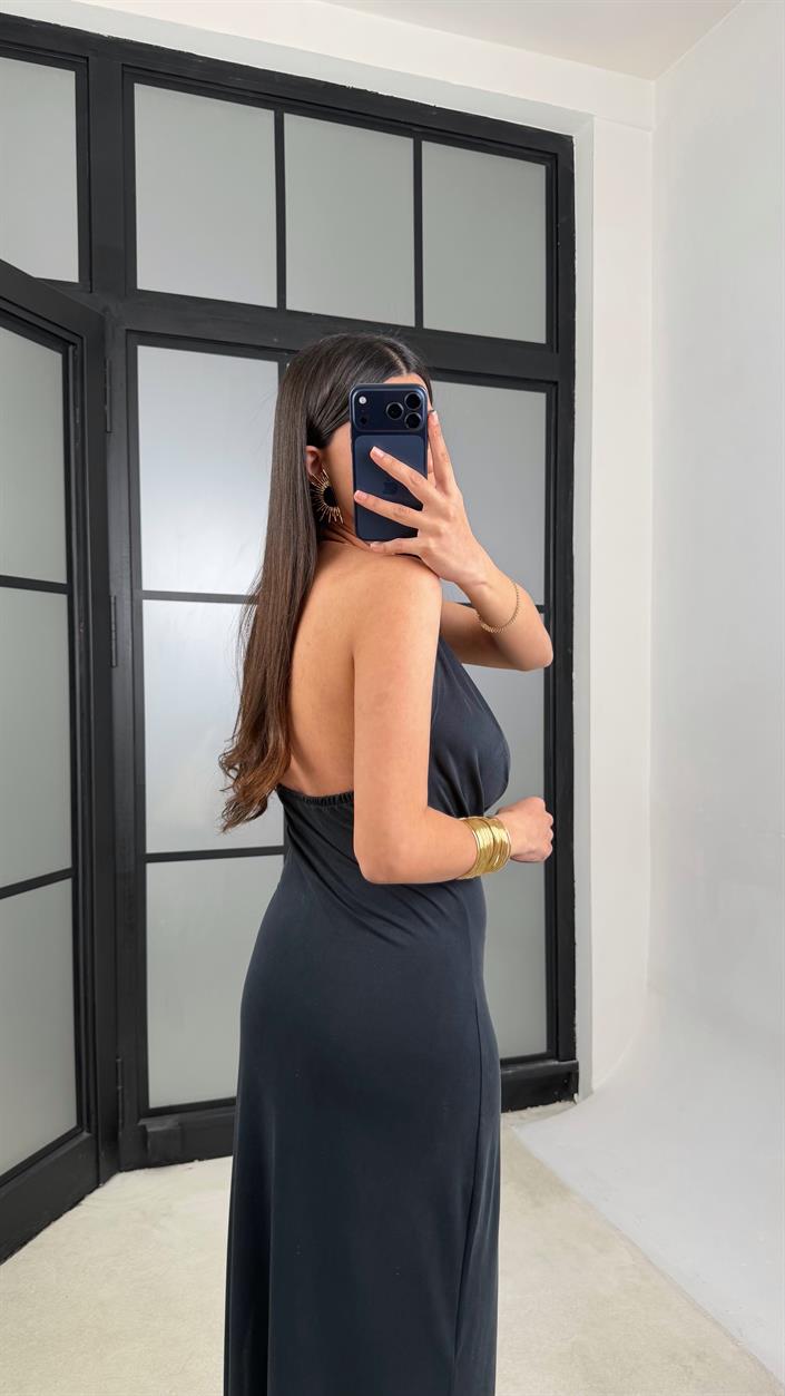 Füme Kolye Detaylı Premium Modal Kumaş Elbise GAUS-01367