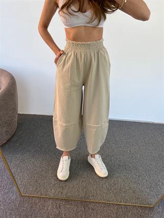 Fica Gabardin Bej Şalvar Pantolon 