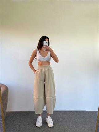 Fica Gabardin Bej Şalvar Pantolon 