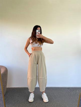 Fica Gabardin Bej Şalvar Pantolon 