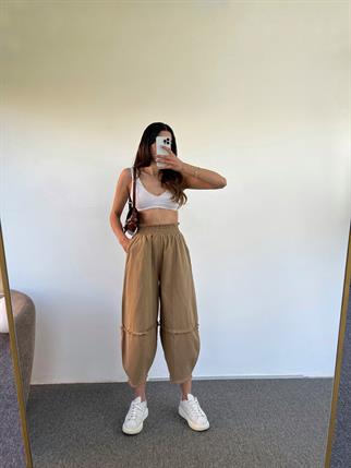 Fica Gabardin Camel Şalvar Pantolon