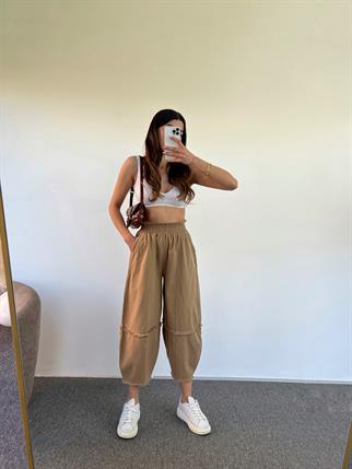 Fica Gabardin Camel Şalvar Pantolon