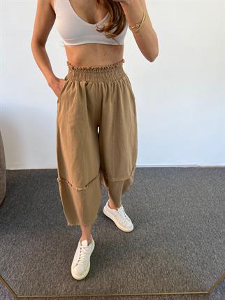 Fica Gabardin Camel Şalvar Pantolon