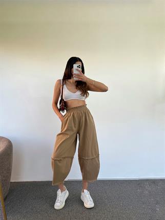 Fica Gabardin Camel Şalvar Pantolon
