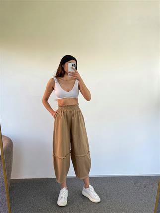 Fica Gabardin Camel Şalvar Pantolon