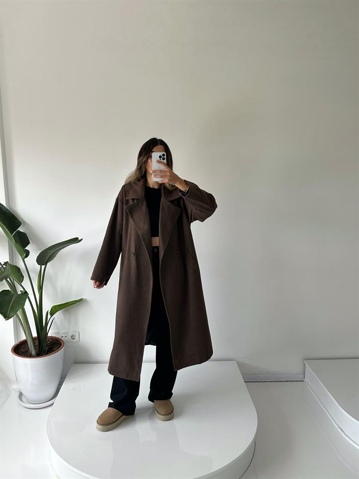 Frankie Kahverengi Oversize Astarlı Kaban 